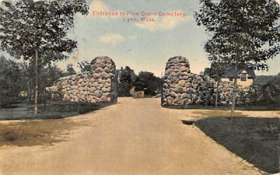 Entrance to Pine Grove Cemetery Lynn, Massachusetts Postcard