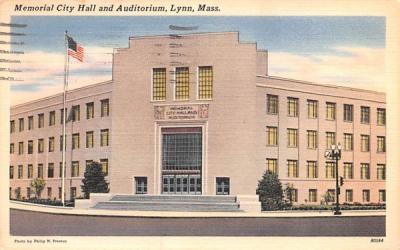 Memorial City Hall & Auditorium Lynn, Massachusetts Postcard