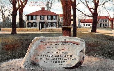 Stone Boulder Lexington, Massachusetts Postcard
