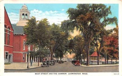 West Street & The Common Leominster, Massachusetts Postcard