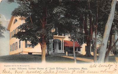 Hillcrest  Lanesboro, Massachusetts Postcard