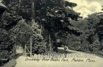 Driveway, Pine Banks Park - Malden, Massachusetts MA Postcard