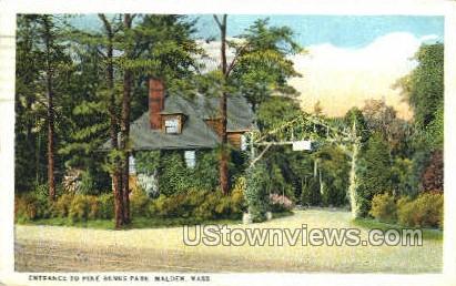 Entrance, Pine Banks Park - Malden, Massachusetts MA Postcard