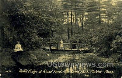 Rustic Bridge, Pine Banks Park - Malden, Massachusetts MA Postcard