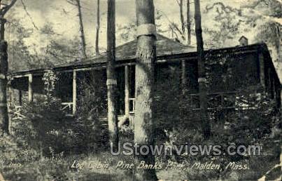 Log Cabin, Pine Banks Park - Malden, Massachusetts MA Postcard