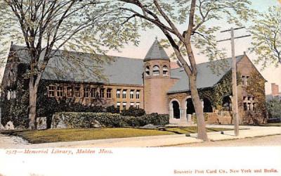 Memorial LibraryMalden, Massachusetts Postcard