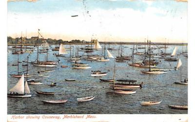 Harbor showing Causeway Marblehead, Massachusetts Postcard