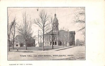 Town Hall & High School Middleboro, Massachusetts Postcard