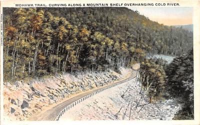 Curving Along a Mountain Shelf Overhanging Cold River Mohawk Trail, Massachusetts Postcard