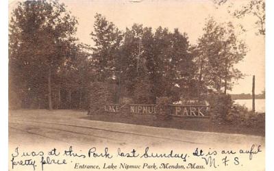 Entrance, Lake Nipmuc Park Mendon, Massachusetts Postcard