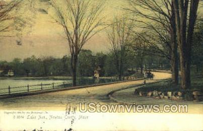 Lake Ave. - Newton, Massachusetts MA Postcard
