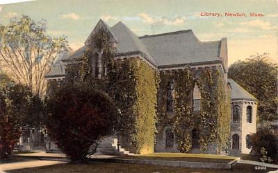 Library Newton, Massachusetts Postcard