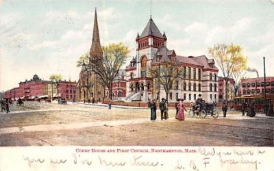 Court House & First Church Northampton, Massachusetts Postcard