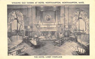 The Hotel Lobby Fireplace Northampton, Massachusetts Postcard