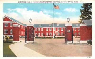 Entrance to U.S. Government Veterans Hospital Northampton, Massachusetts Postcard