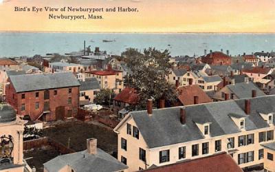 Bird's Eye View of Newburyport & Harbor Massachusetts Postcard