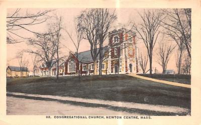 Congregational Church  Newton, Massachusetts Postcard