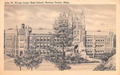 John W. Weeks Junior High School Newton, Massachusetts Postcard