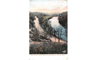 View of State Road & River Orange, Massachusetts Postcard