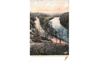 View of State Road & River Orange, Massachusetts Postcard