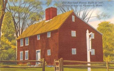 Old Howland House Plymouth, Massachusetts Postcard