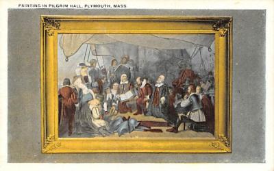 Painting in Pilgrim Hall Plymouth, Massachusetts Postcard