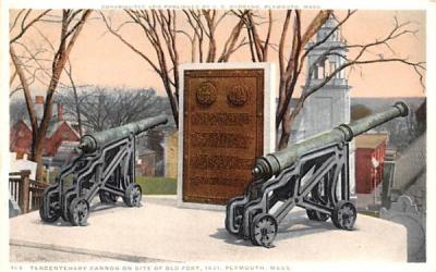 Tercentenary Cannon on Site of Old Fort Plymouth, Massachusetts Postcard