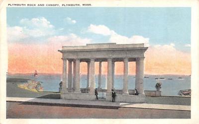 Plymouth Rock & Canopy Massachusetts Postcard