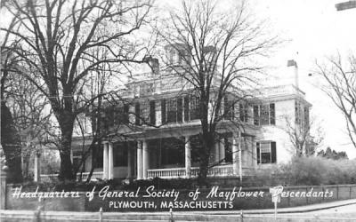 Headquarters of General Society of Mayflower Descendants Plymouth, Massachusetts Postcard