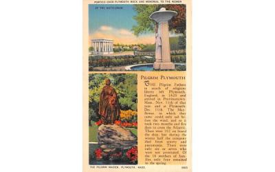 Portico over Plymouth Rock & Memorial to the Women Massachusetts Postcard