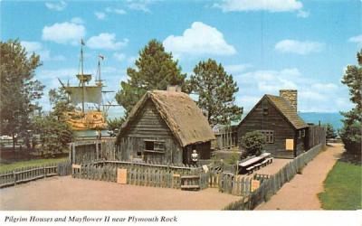 Pilgrim Houses & Mayflower II Plymouth, Massachusetts Postcard