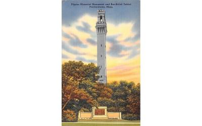 Pilgrim Memorial Monument & Bas-Relief Tablet Provincetown, Massachusetts Postcard