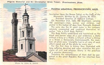 Pilgrim Memorial & Sir Christopher Wren Tower Provincetown, Massachusetts Postcard