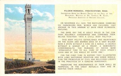 Pilgrim Memorial Provincetown, Massachusetts Postcard