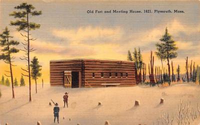 Old Fort & Meeting House Plymouth, Massachusetts Postcard