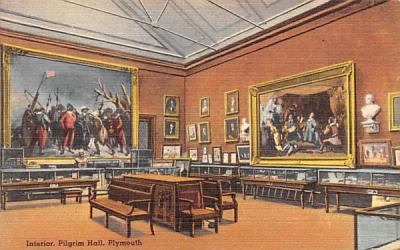 Interior, Pilgrim Hall Plymouth, Massachusetts Postcard