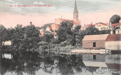 View of Town & Brook Plymouth, Massachusetts Postcard