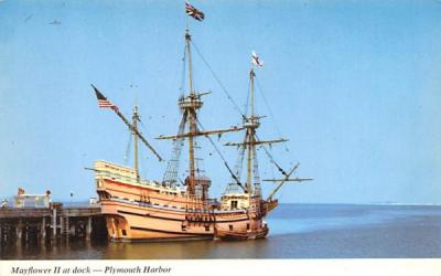 Mayflower II at dock Plymouth, Massachusetts Postcard
