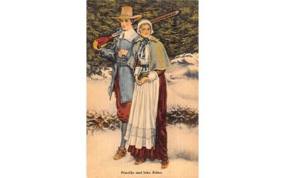 Priscilla & John Alden Plymouth, Massachusetts Postcard