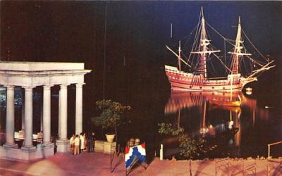 Mayflower II at night Plymouth, Massachusetts Postcard