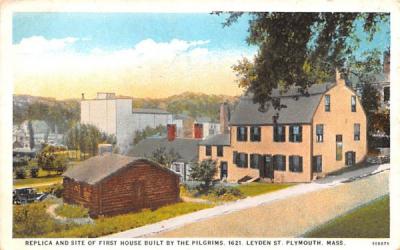 Replica & Site of First House Plymouth, Massachusetts Postcard
