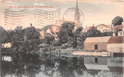 View of Town & Brook Plymouth, Massachusetts Postcard