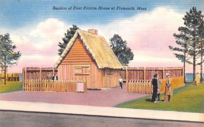 Replica of First Pilgrim House Plymouth, Massachusetts Postcard