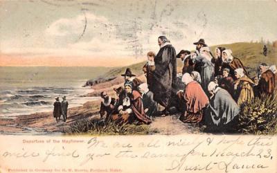 Departure of the Pilgrims Plymouth, Massachusetts Postcard