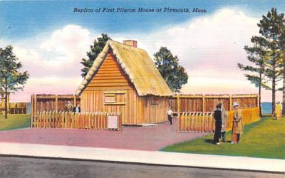 Replica of First Pilgrim House Plymouth, Massachusetts Postcard