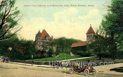 Ames Free Library, Memorial Hall - North Easton, Massachusetts MA Postcard
