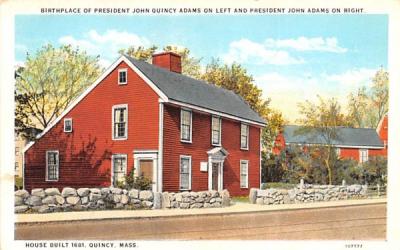 Birthplace of President John Quincy Adams on left Massachusetts Postcard