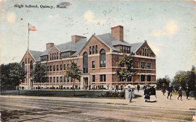 High School Quincy, Massachusetts Postcard