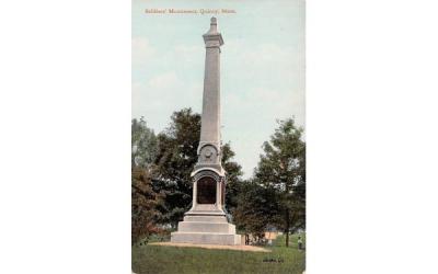Soldiers' Monument Quincy, Massachusetts Postcard