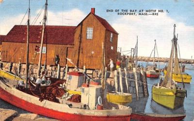 End of the Day at Motif No. 1 Rockport, Massachusetts Postcard